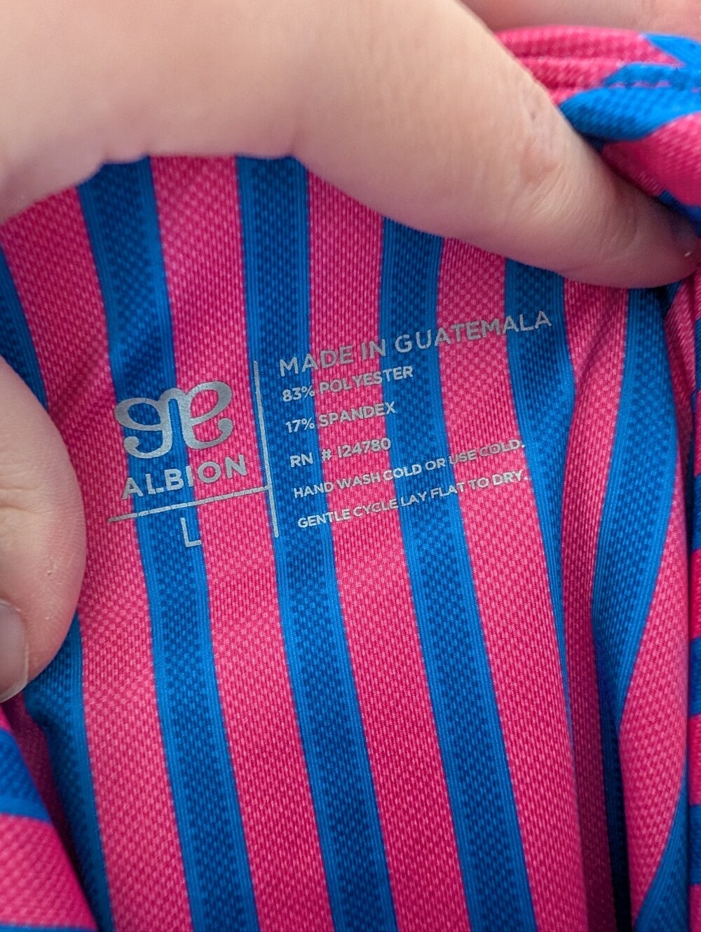 NWT Albion Fit Natalie One Piece Swimsuit L Berry Stripe Pink Blue $138 - Picture 6 of 7